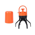 Blue and orange pet pooper scooper with claw design and included garbage bag roll