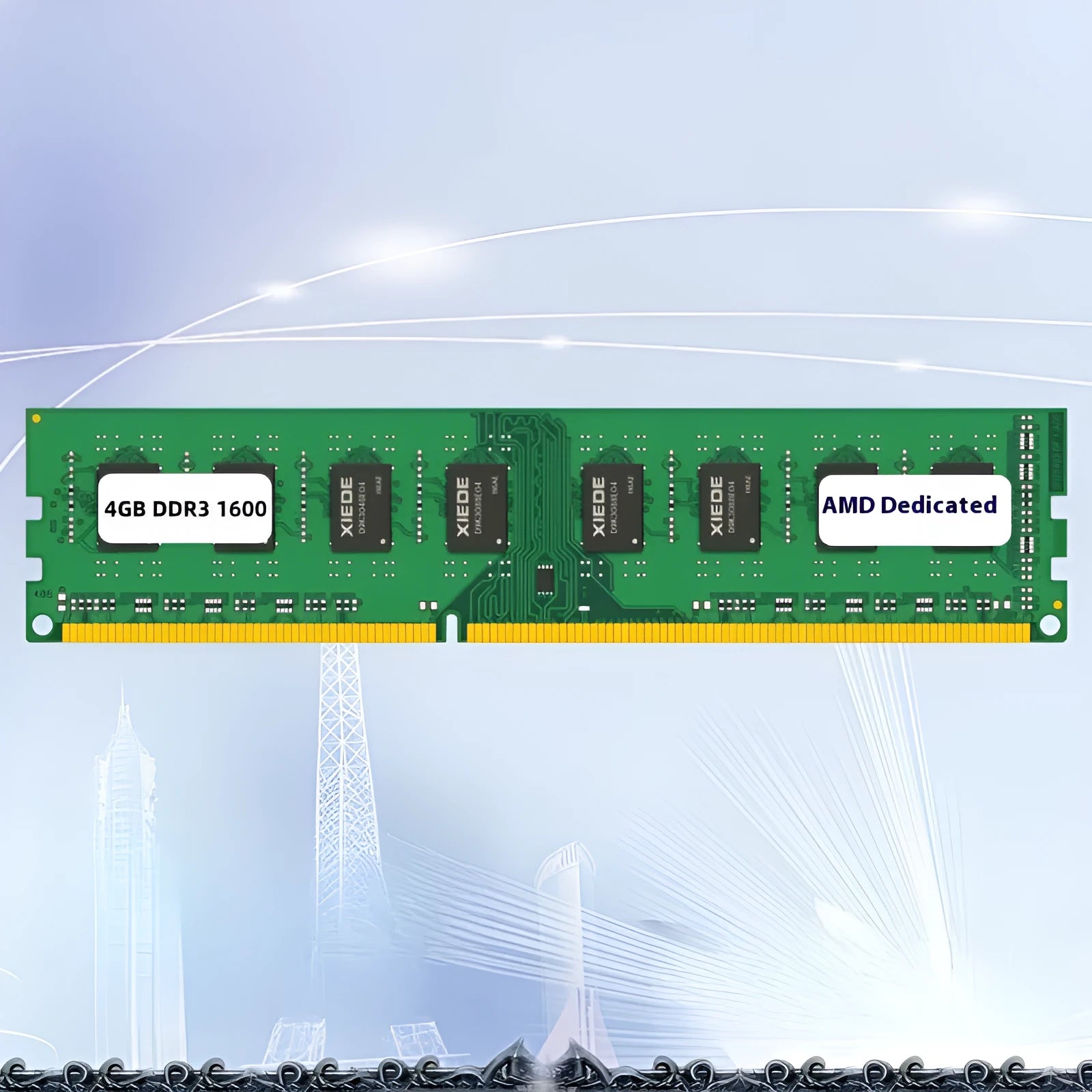 Single 4GB DDR3 1600MHz desktop memory module for AMD systems.