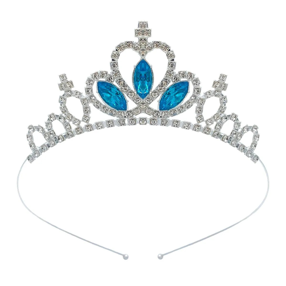 Gold and silver alloy princess crown headdress with electroplated gemstone colour finishes for birthday parties