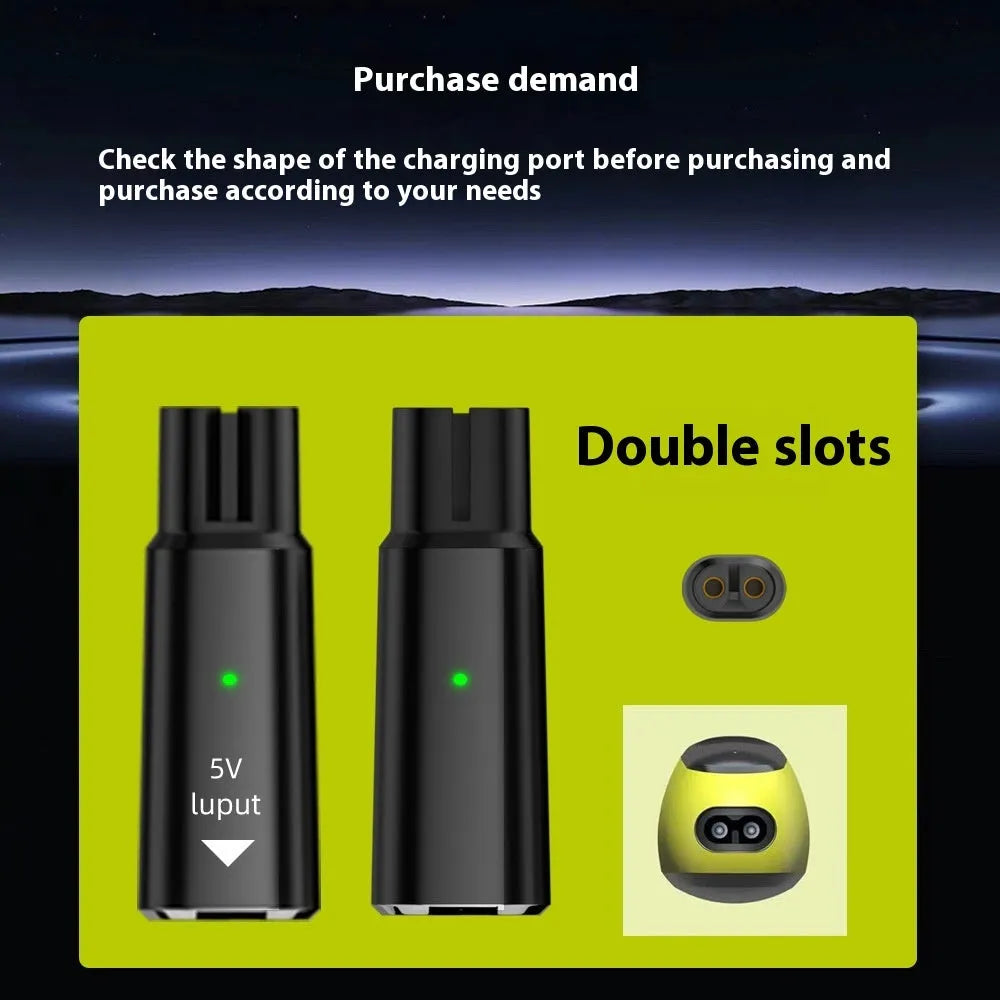 USB C charging adapter for electric shavers with aluminium alloy housing in black colour