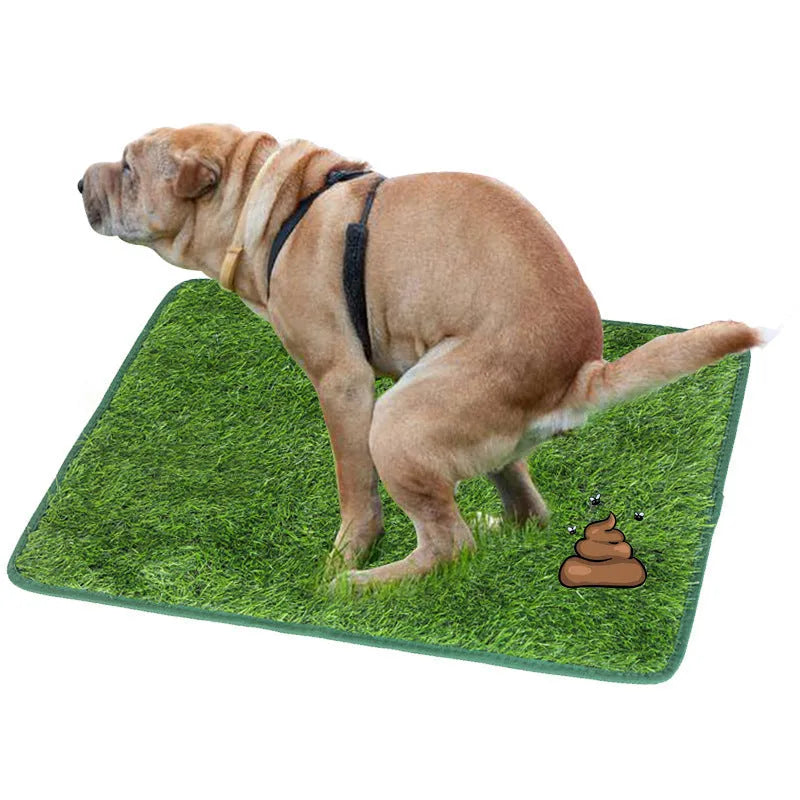 Green washable dog turf training pad with plastic grass on rubber base