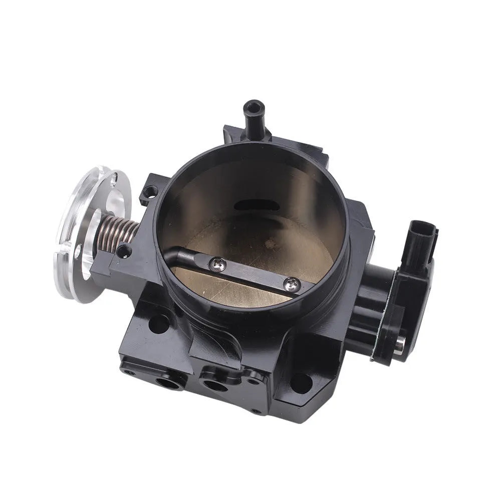 Aluminium throttle gate valve body for Honda K20A, 70mm diameter, in black or silver finish