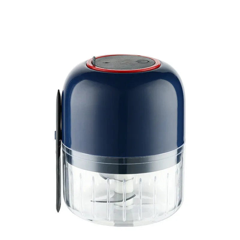 Blue electric garlic masher mini USB rechargeable plastic kitchen tool 11.5x9cm