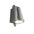 Industrial style cast aluminium outdoor wall lamp with horseshoe shape and sand finish.