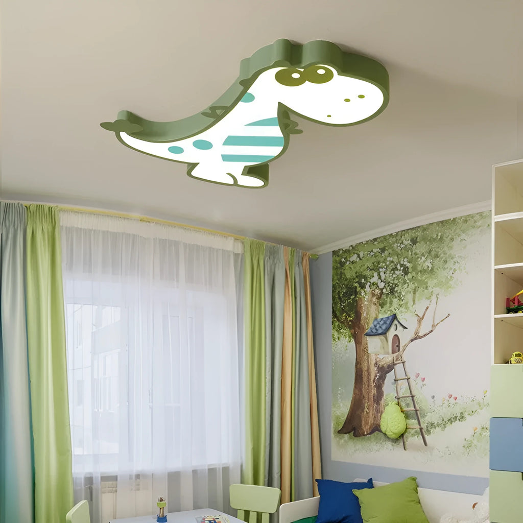 Cartoon dinosaur ceiling light with PVC shade and aluminium body in 48CM size for bedroom use