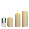 Beige simulation charging electronic candle lamp with water droplet head and remote control, 19.2 x 17.6 x 5.3 cm, ABS plastic