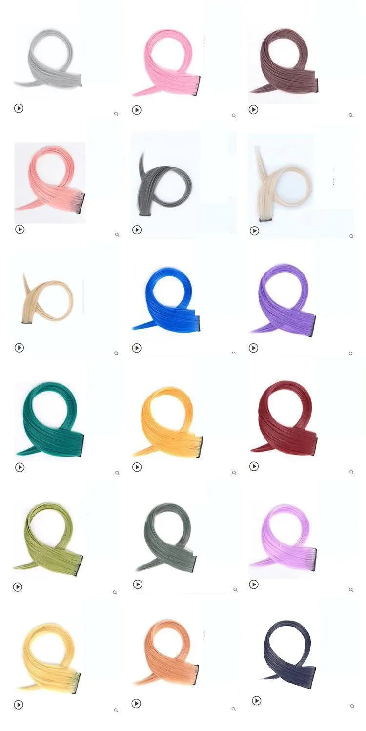 Gradient female long curly hair wig patch in mixed silk material 60cm length with 16 colour options