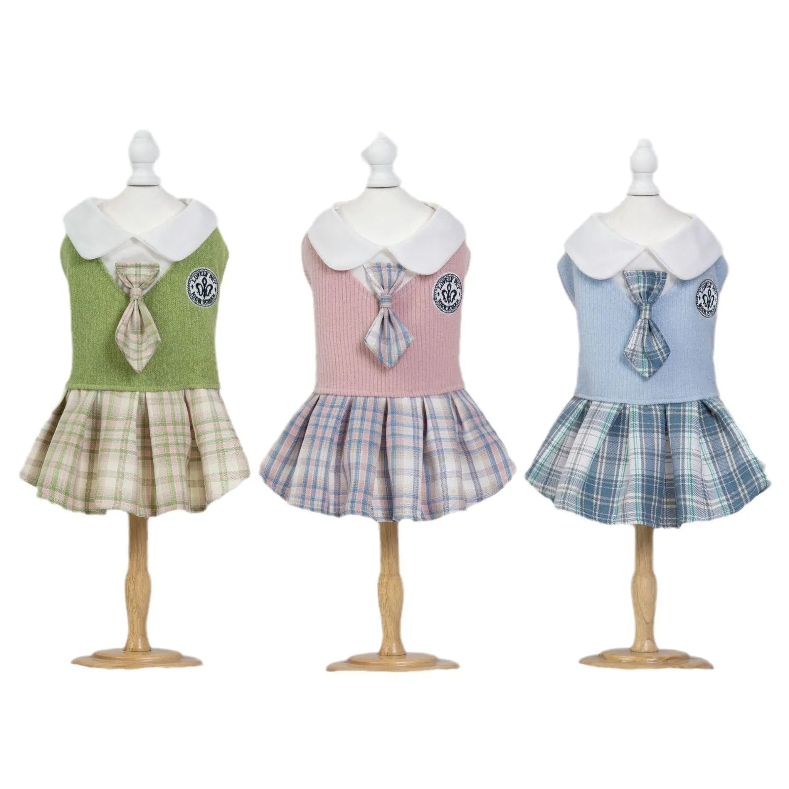 Polyester tartan princess skirt for dogs and cats in blue, green, pink colours