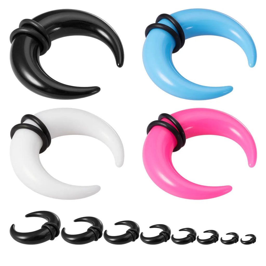 Acrylic horn auricle nose ring horseshoe shape black rubber belt tire grinding finish unisex