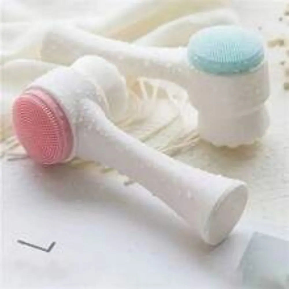 Blue nylon pet paw brush for gentle grooming of dogs and cats