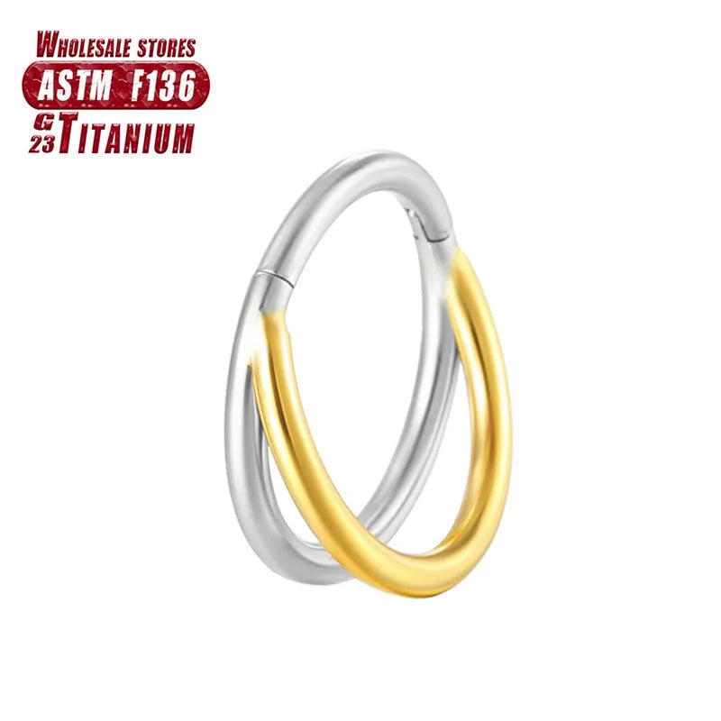 Titanium alloy fork nose ring for piercings, shown in silver colour on a black background.