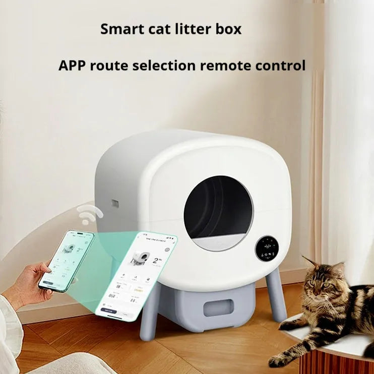 Automatic self-cleaning cat litter box with ABS plastic body and 76L capacity