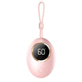 USB hand warmer with digital display showing temperature, aluminium heat dissipation, available in six colours