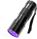 Black or silver aluminium UV flashlight for detecting pet stains and insects.
