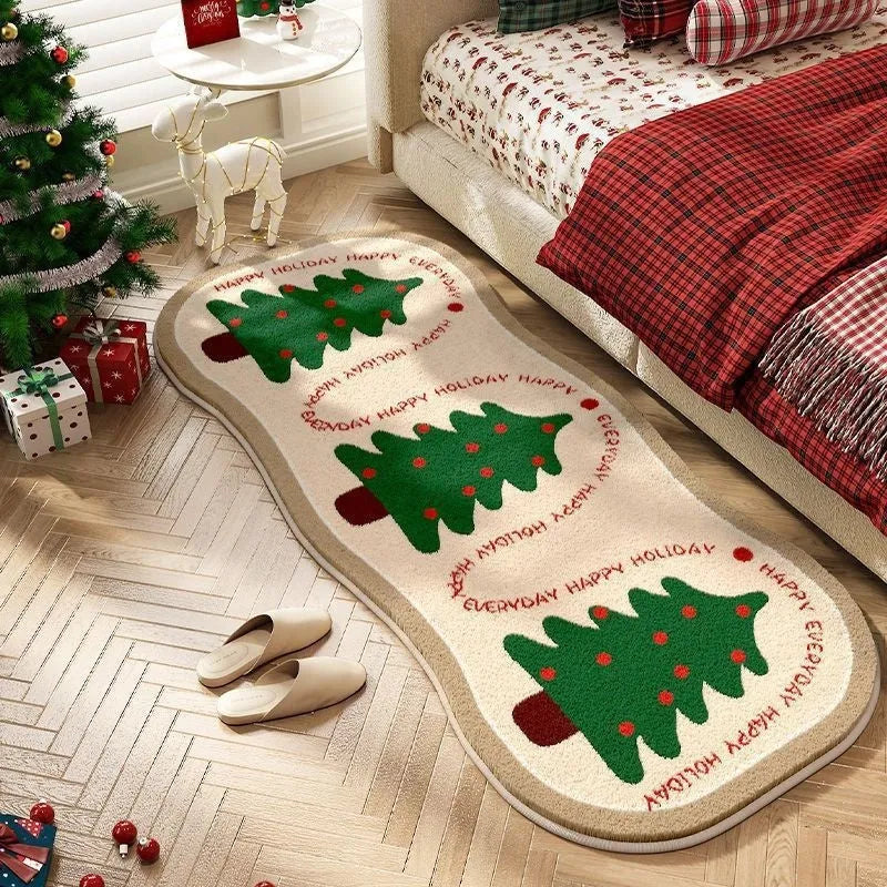 Christmas imitation cashmere carpet decoration with festive patterns in multiple size options