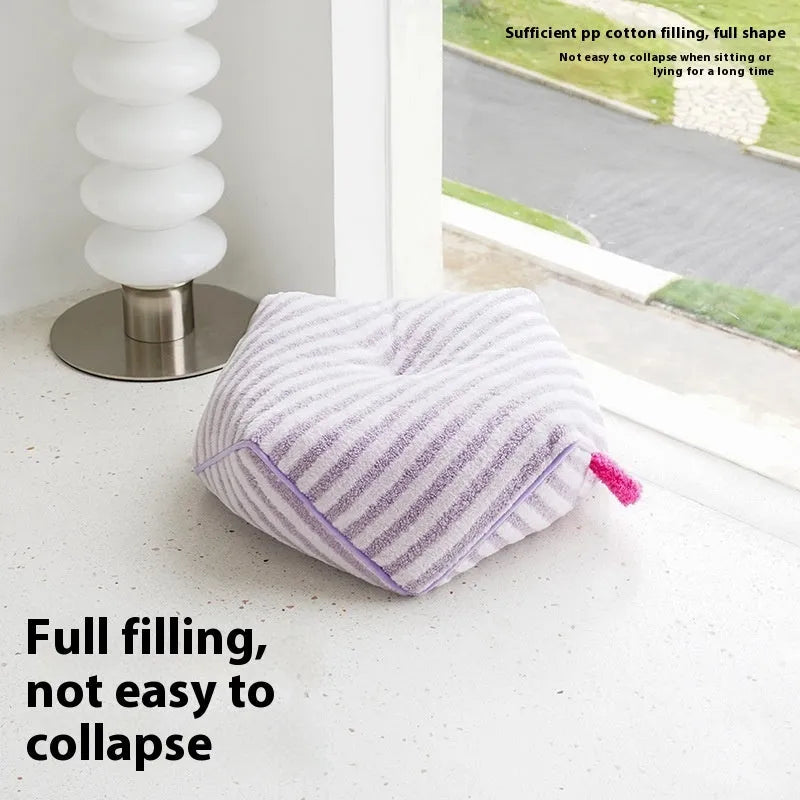 Striped soft velvet dog bed with removable cover in orange, purple or yellow colour options