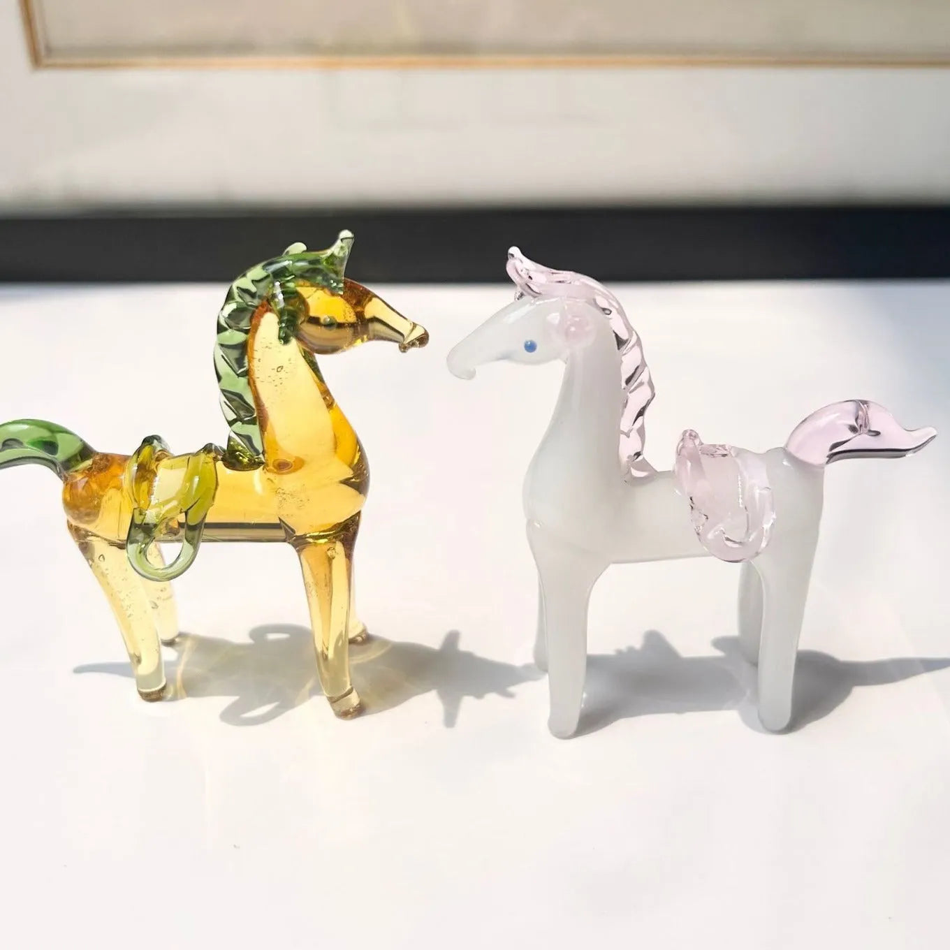 Glazed horse figurine decorative ornament in modern simple design with coloured glaze finish