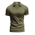 Men's casual V-neck loose fit short sleeve t-shirt in cotton blend fabric shown in multiple colour options