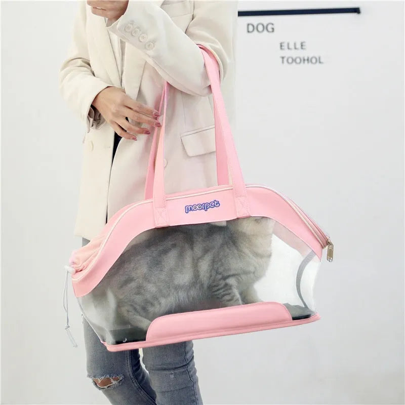 MOORPET leather cat outing bag in solid colour with 25L capacity