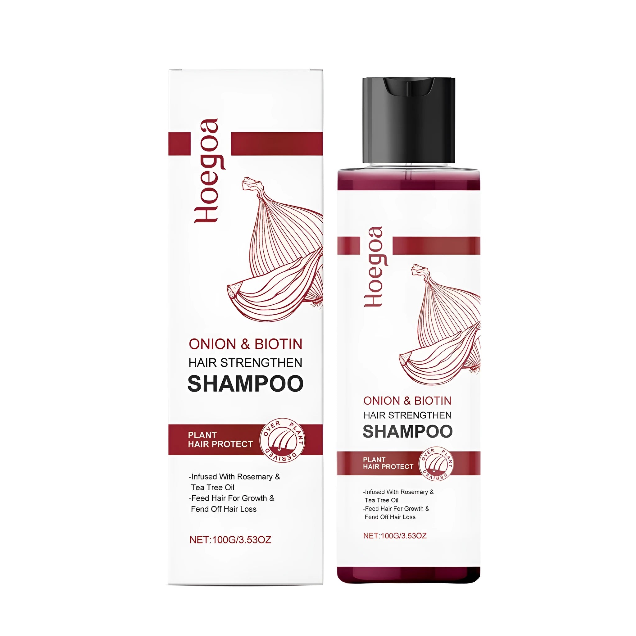 100ml bottle of Hair Care Shampoo with onion extract biotin rosemary and tea tree oil