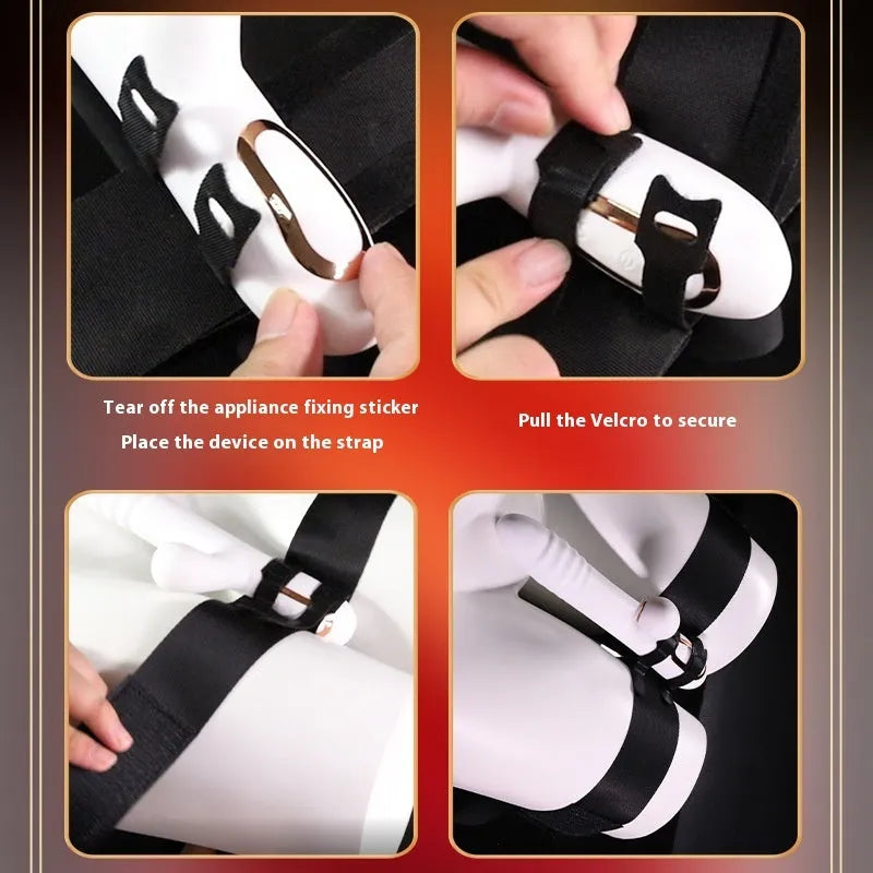 Black knitted belt strap for adult toy appliance attachment