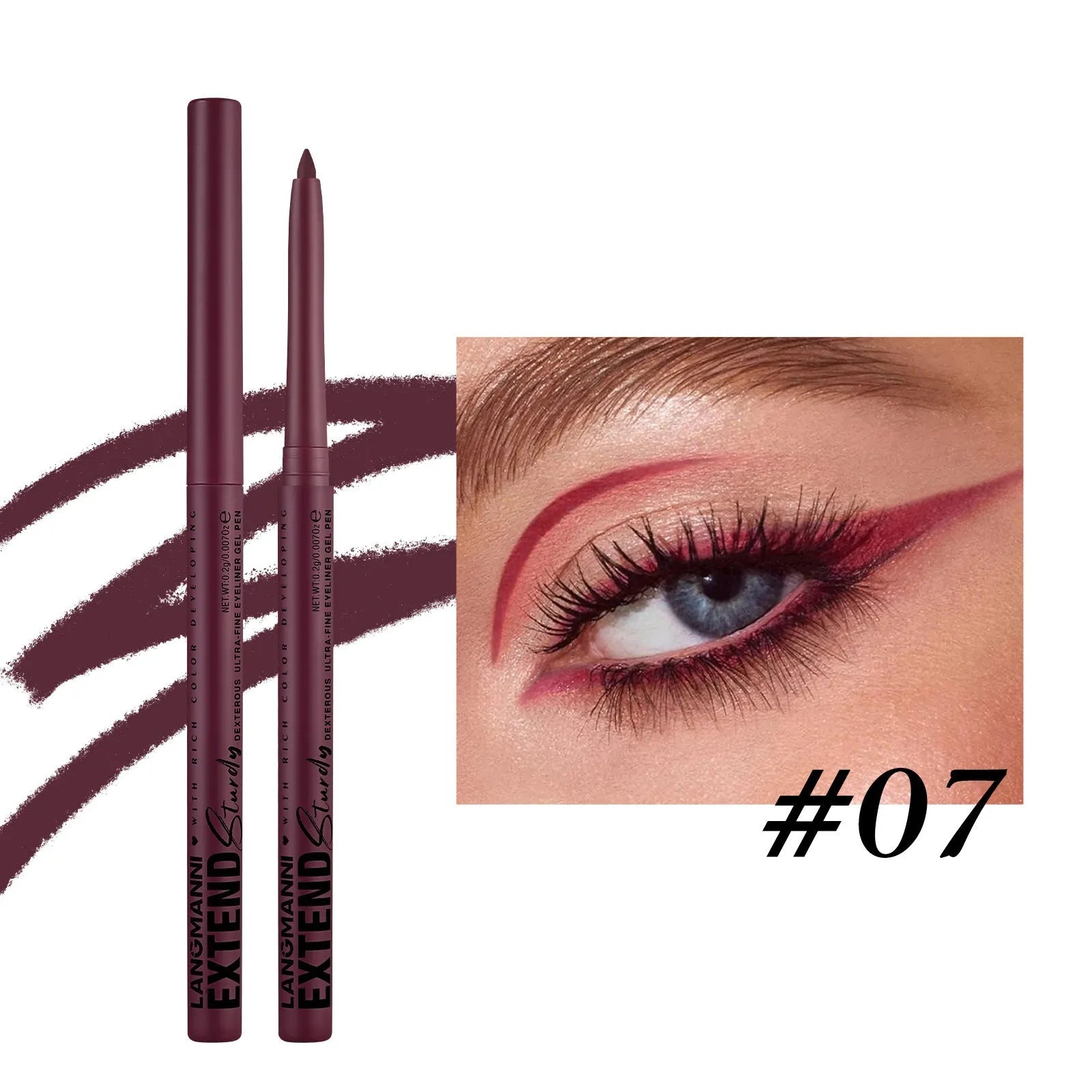 12 colourful gel eyeliner pencils with matte, glitter, metallic and pearl effects displayed together