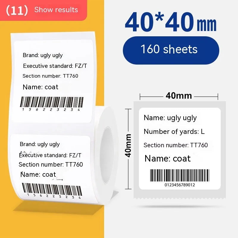 Roll of 40x40mm bright white thermal synthetic paper labels for retail pricing