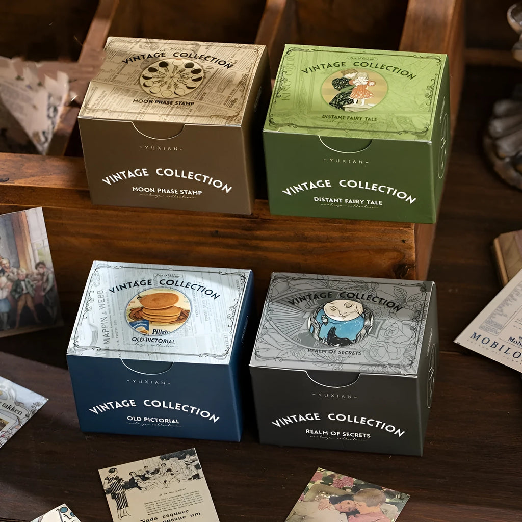 Retro note stickers box containing 320 pieces with 4cm x 6cm sizing and Secret Land colour design