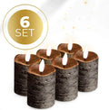 Black S6 LED pillar candle with realistic pillar shape, measuring D5 by H7cm.
