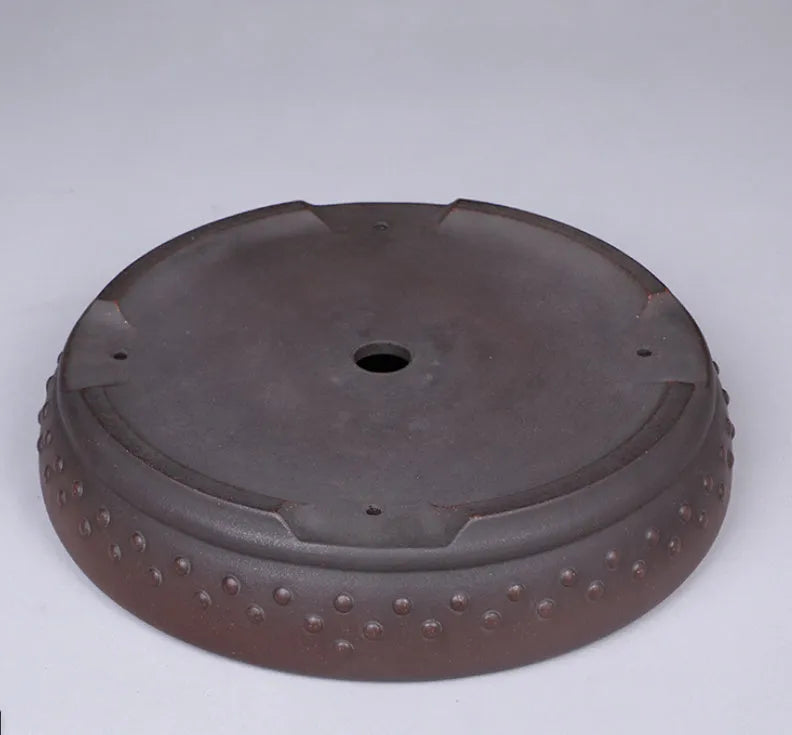 Large round mouth classical handmade purple clay flowerpot with breathable ceramic construction for desktop or floor use