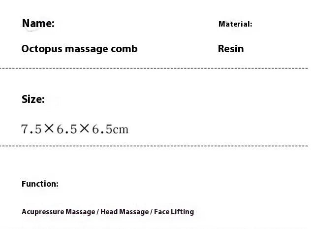 Pink natural resin octopus-shaped massage comb for facial and body meridian therapy.