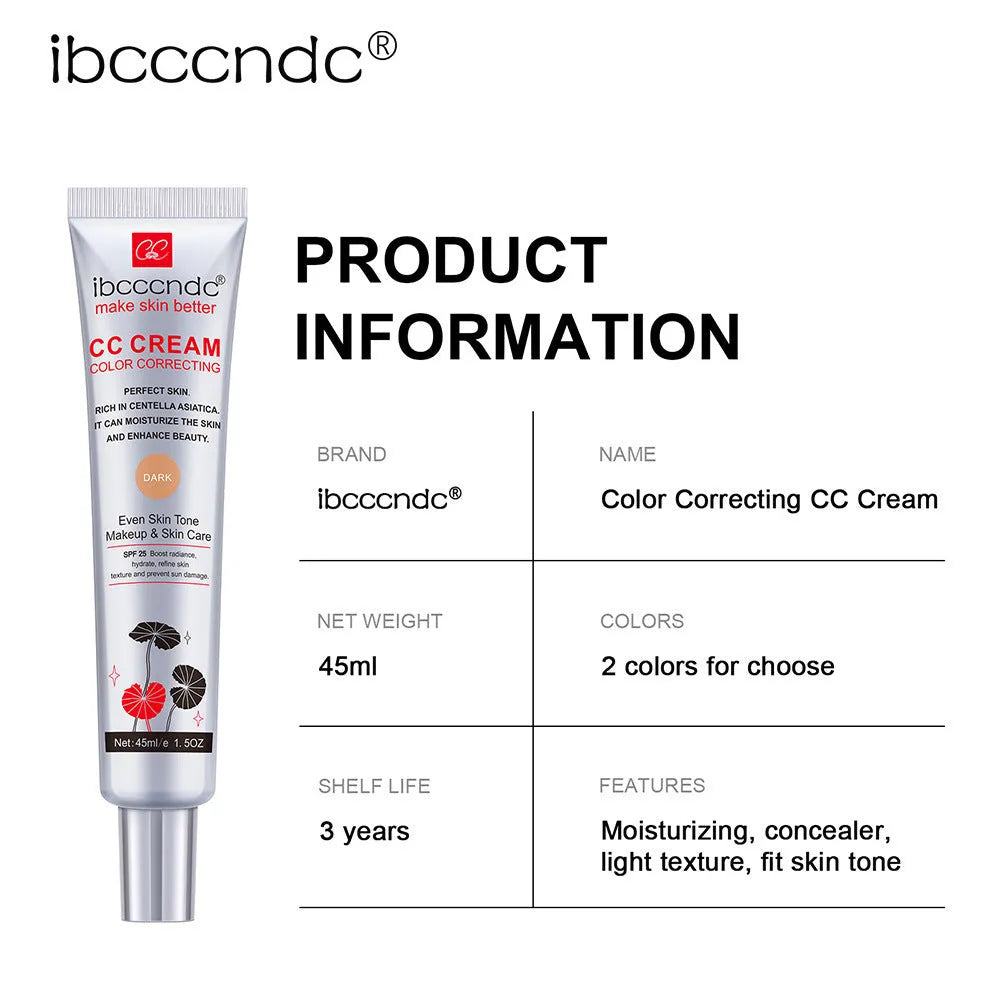 Erborian CC Cream tube in dark and light shade options for colour correcting makeup.