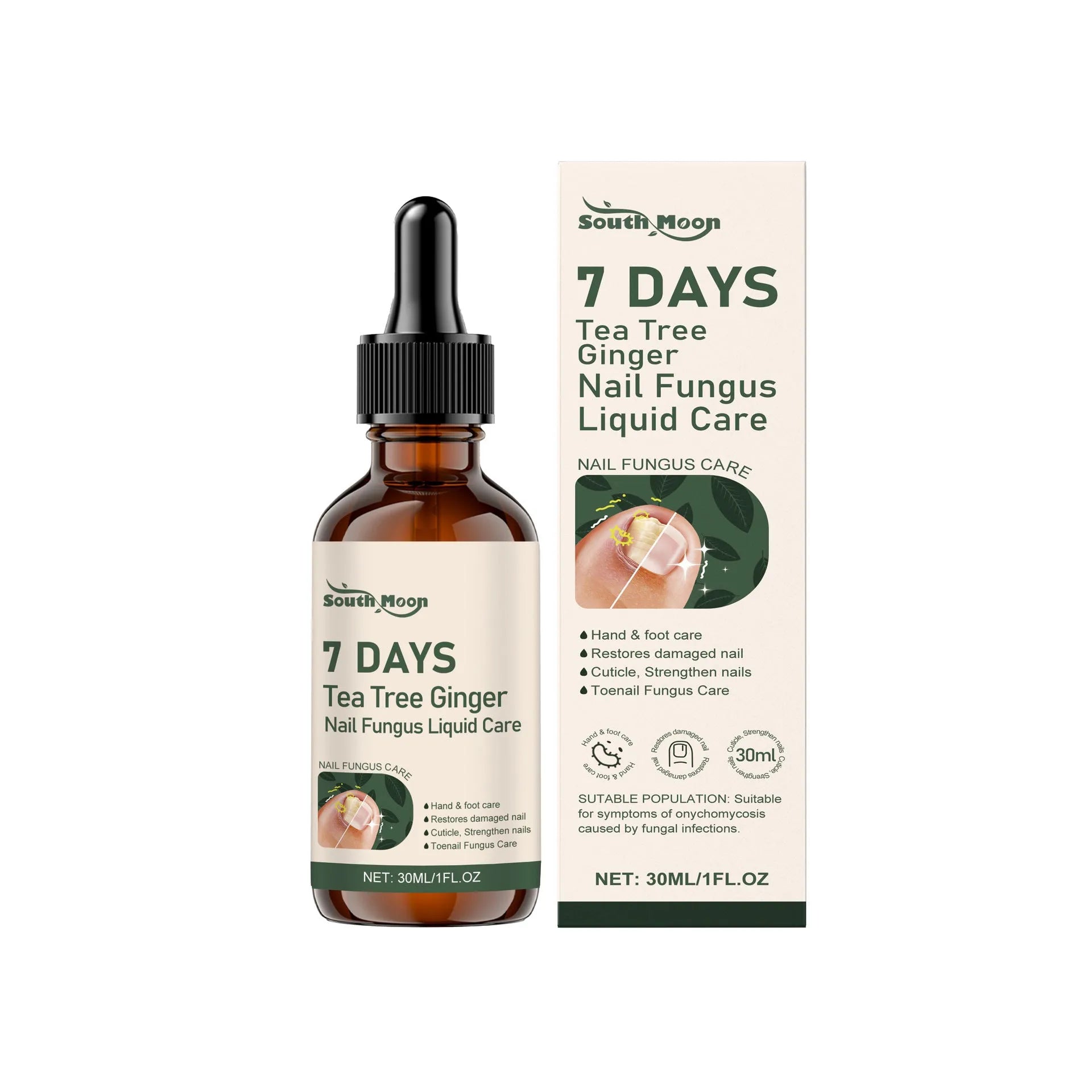 30ml bottle of clear nail care solution for daily brightening and nourishment.
