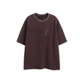 Purple and black washed cotton retro short-sleeved t-shirt with loose fit and half-sleeve styling