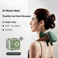 Rechargeable hand shoulder neck massager in N7 moss green colour for adult home use
