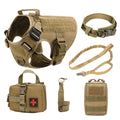 Polyester dog training battle suit vest set in camouflage, shown on a dog.