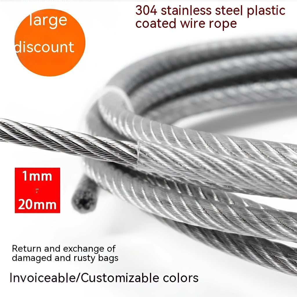 Coiled 304 stainless steel anti-theft wire rope with 7x7 or 7x19 strand structure for security netting