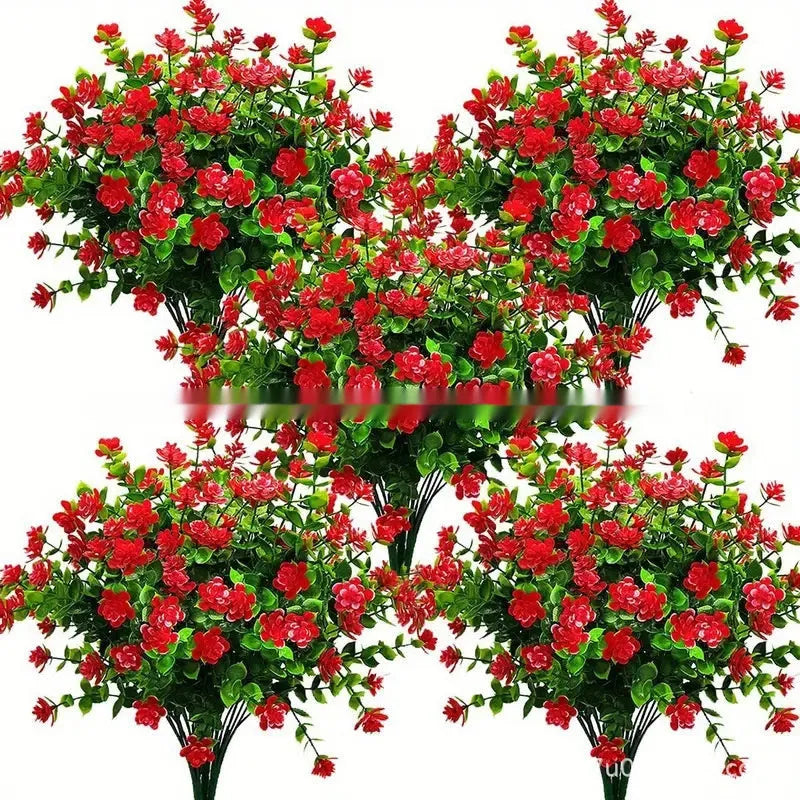 Plastic artificial eucalyptus camellia bouquet in mixed colours for wedding decor and photography props