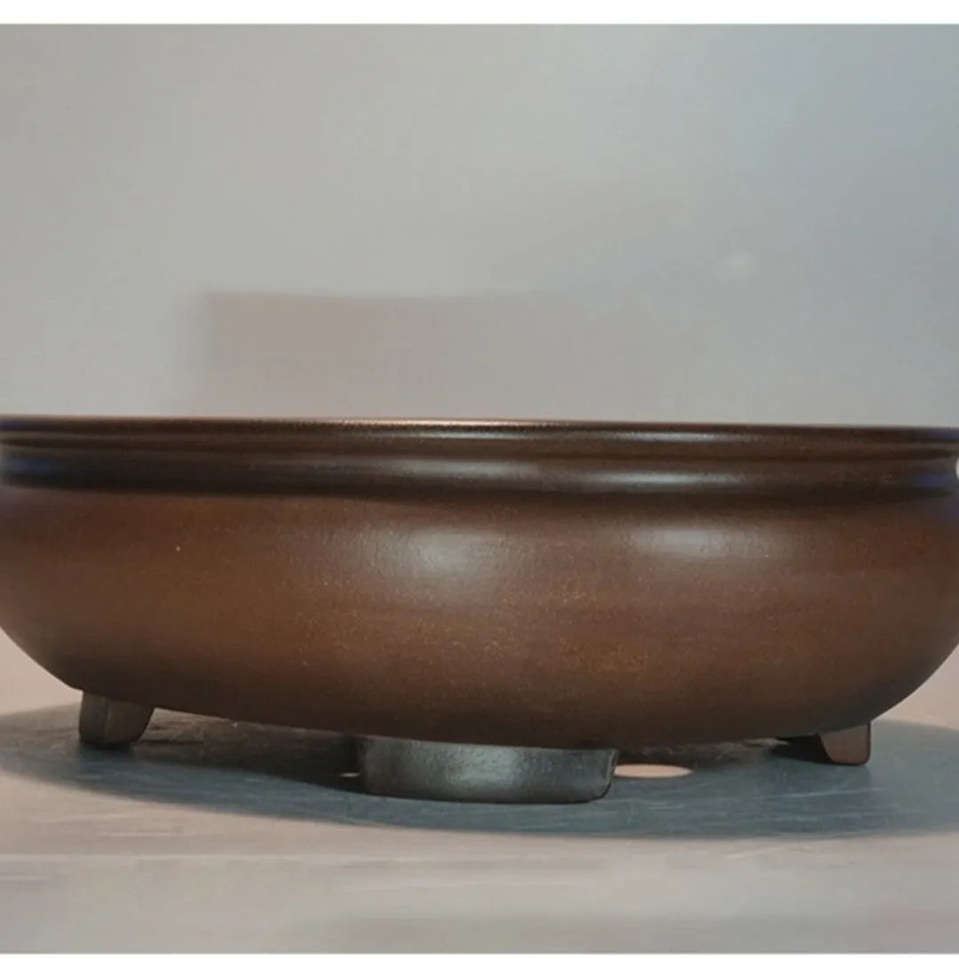 Purple clay handmade desktop flowerpot with classical styling for indoor office or home gardening