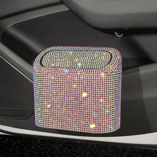 Coloured diamond car trash can plastic plug-in 16x14x6.4cm with studded pattern