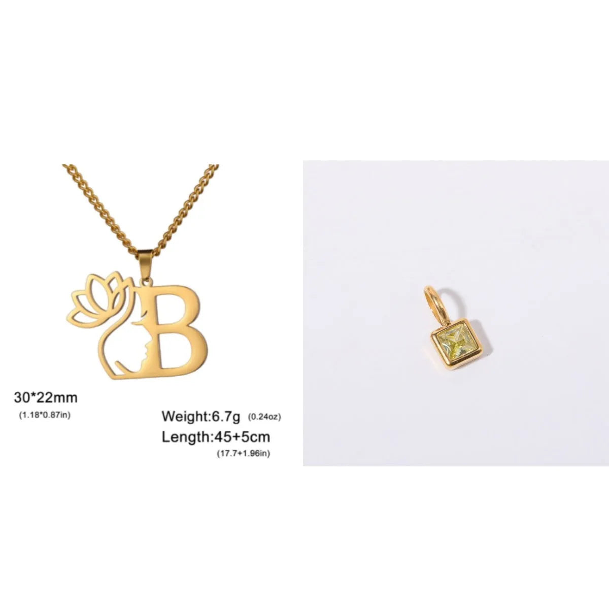 Stainless steel cross chain necklace with pendant in gold or steel colour