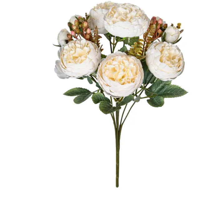 Artificial silk peony bouquet in champagne colour for home decoration and wedding events