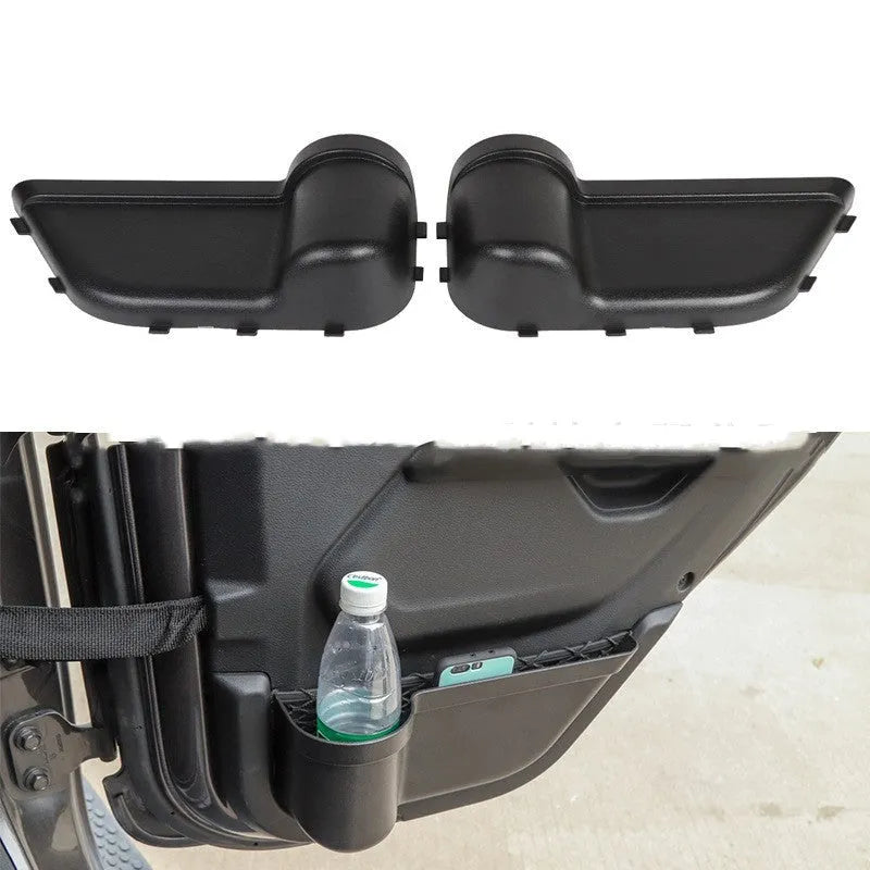 Black ABS door storage box with mesh pockets for Jeep Wrangler JK and JL models