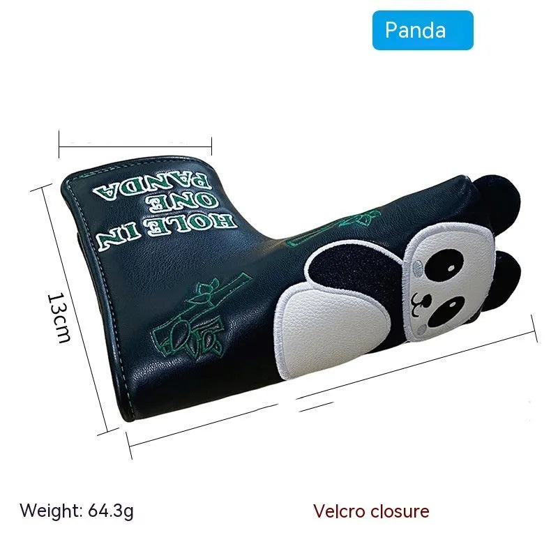 Golf putter sleeve in a themed design with PU waterproof fabric exterior and fleece lining.