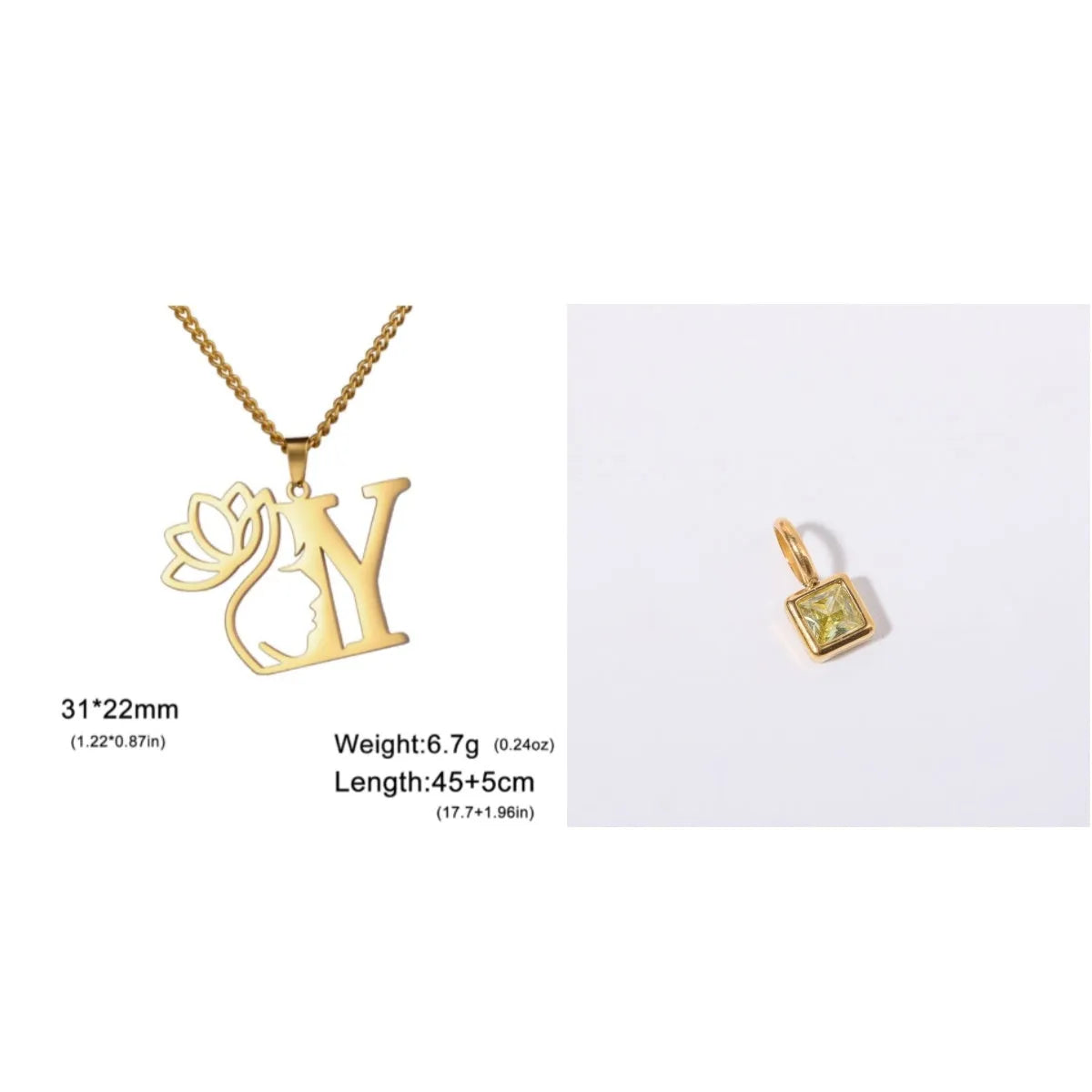 Stainless steel cross chain necklace with pendant in gold or steel colour
