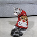Acrylic pet sweater with high collar in Christmas tree deer big red colour on a dog, side view