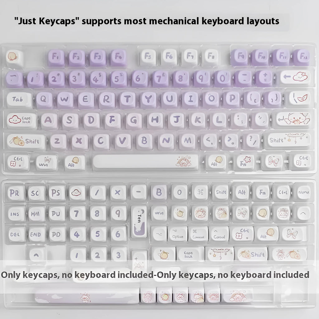 PBT gradient purple rabbit keycap set for mechanical keyboards with Coeco custom design