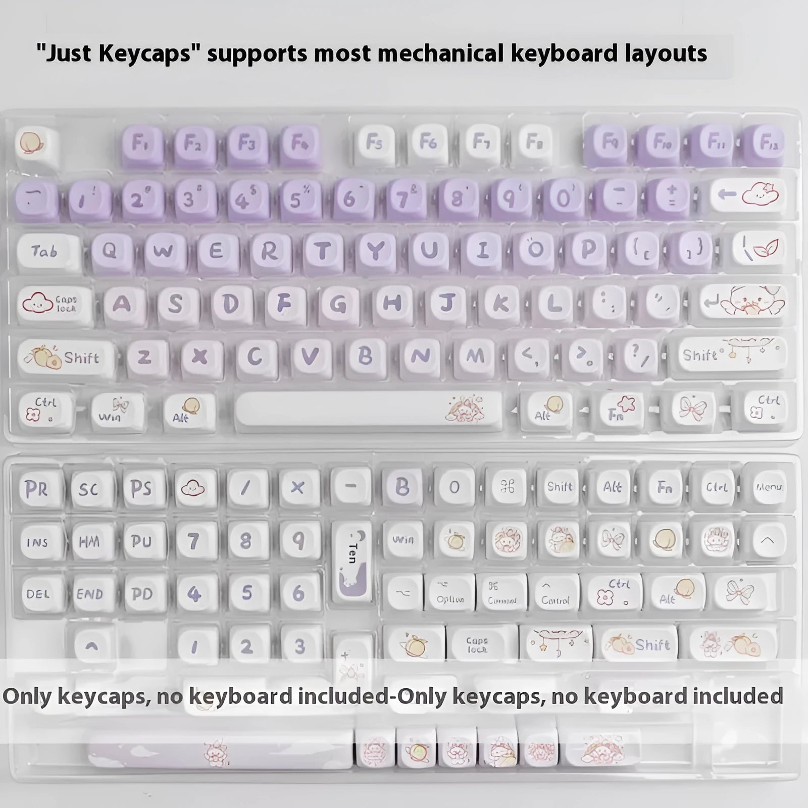 PBT gradient purple rabbit keycap set for mechanical keyboards with Coeco custom design