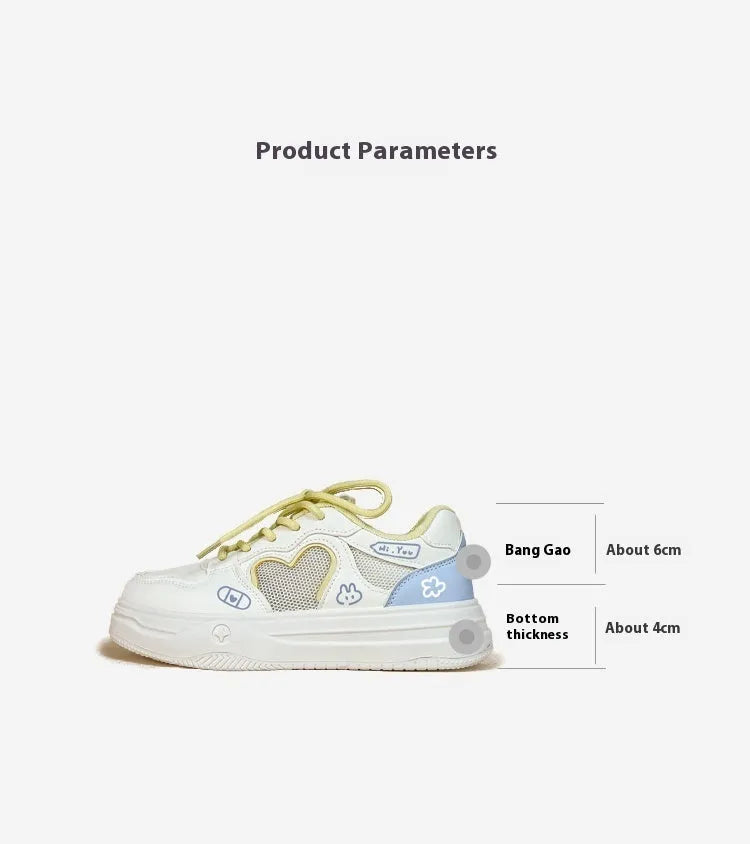 Korean style mesh sneakers in Meow Rabbit Sea Salt Cheese colour with rubber soles