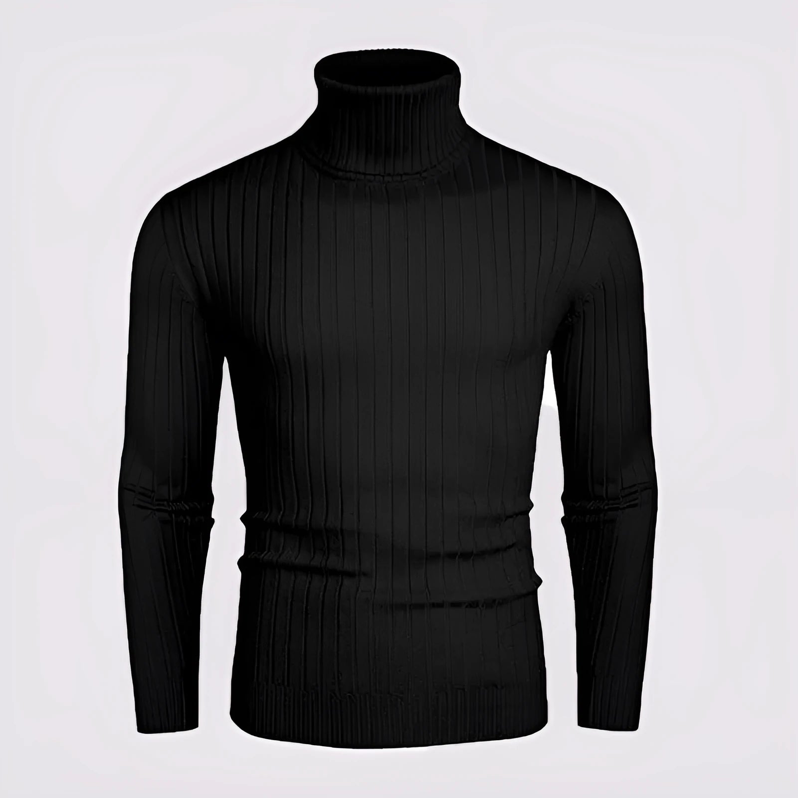 Men's striped high-neck pullover sweater in core sand acetate fabric, long sleeves, available in multiple colours